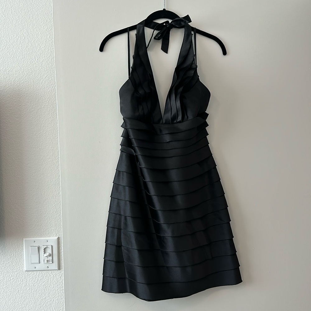 Classic Max Azria bandage style halter dress
